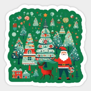 Copy of Christmas Cartoon Fun with Santa, Reindeer, and Trees Sticker